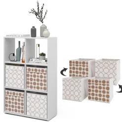 Raumteiler Würfelregal Standregal Weiß Faltbox Wohnzimmer Regal 70x110 cm modern Ablage 6 Fächer Dekoregal Ordnerregal Aufbewahrung ^ Vicco