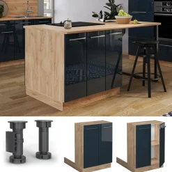 Vicco Regalinselunterschrank Fame-Line Eiche Dunkelblau Hochglanz 60 cm Clearance