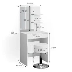 Vicco Schminktisch Frisiertisch Frisierkommode Sherry Weiß 90x75 cm modern Schlafzimmer Kommode Schublade Ablage Aufbewahrung Kosmetiktisch Make-Up-Tisch Hochglanz Discount