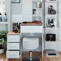 Vicco Schminktisch Frisiertisch Kosmetiktisch Conrada Weiß Sonoma Schminkspiegel 80x132 modern Hocker Schlafzimmerkommode Schminkkommode Schublade Spiegelschrank Frisierkommode Make-Up-Tisch Outlet