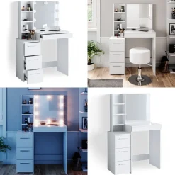 Vicco Schminktisch Frisiertisch Schminkkommode Meryl + LED-Beleuchtung Kommode Clearance