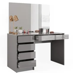 Vicco Schminktisch Frisiertisch Frisierkommode Sherry Grau Schminkspiegel 120x75 cm modern Schlafzimmer Kommode Schublade Ablage Aufbewahrung Kosmetiktisch Make-Up-Tisch Hochglanz