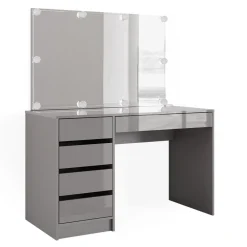 Vicco Schminktisch Frisiertisch Frisierkommode Sherry Grau Schminkspiegel LED 120x75 cm modern Schlafzimmer Kommode Schublade Ablage Aufbewahrung Kosmetiktisch Make-Up-Tisch Hochglanz Sale
