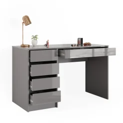 Vicco Schminktisch Frisiertisch Frisierkommode Sherry Grau 120x75 cm modern Schlafzimmer Kommode Schublade Ablage Aufbewahrung Kosmetiktisch Make-Up-Tisch Hochglanz Discount