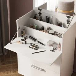 Schminktisch Hanna, 66 x 135 cm, Weiß, Frisiertisch mit 2 Schubladen Spiegel ^ Vicco Outlet