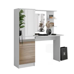 Vicco Schminktisch Jasmin Weiß 123 x 141,2 cm mit LED-Beleuchtung Clearance