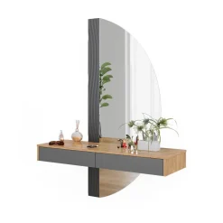 Schminktisch Melisa Eiche Grau 120 cm mit 2 Schubladen ^ Vicco Clearance