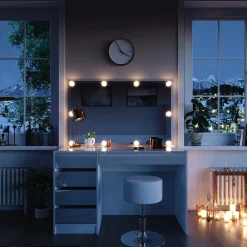 Schminktisch Sherry weiß mit LED-Beleuchtung Spiegel Hocker Frisiertisch ^ Vicco Best