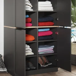 Schrank Betti 82 x 179 cm, Anthrazit Sonoma, 4-türig, Schlafzimmer ^ Vicco New