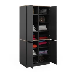 Schrank Betti 82 x 179 cm, Anthrazit Sonoma, 4-türig, Schlafzimmer ^ Vicco New