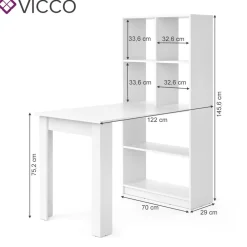 Schreibtisch Gael weiß Computertisch mit Ablage Regal Raumteiler Bürotisch ^ Vicco Hot