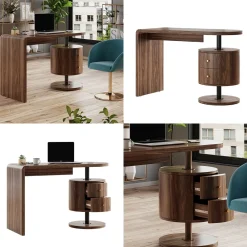 Schreibtisch Lara Eiche rustikal 120 x 50 cm mit 2 Schubladen ^ Vicco New