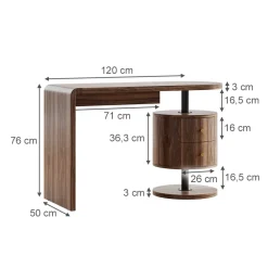 Schreibtisch Lara Eiche rustikal 120 x 50 cm mit 2 Schubladen ^ Vicco New