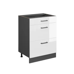 Schubladenunterschrank Küchenschrank Küchenzeile R-Line 60 cm Anthrazit Weiß Schublade ^ Vicco Discount