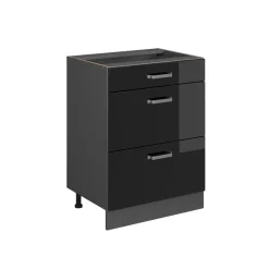 Schubladenunterschrank Küchenschrank R-Line Solid Anthrazit Schwarz 60 cm modern ^ Vicco Hot