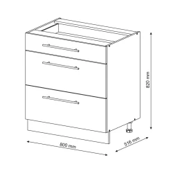 Schubladenunterschrank Küchenschrank Küchenmöbel Fame-Line Weiß Anthrazit 80 cm modern Hochglanz Küche Einbauküche Drehtür Blende Schublade Küchenunterschrank Küchenzeile ^ Vicco Sale