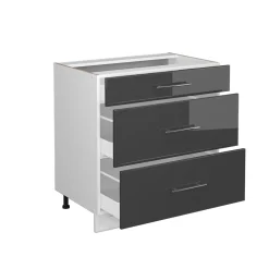 Schubladenunterschrank Küchenschrank Küchenmöbel Fame-Line Weiß Anthrazit 80 cm modern Hochglanz Küche Einbauküche Drehtür Blende Schublade Küchenunterschrank Küchenzeile ^ Vicco Sale