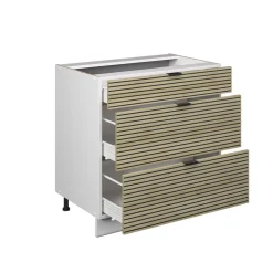 Vicco Schubladenunterschrank Fame-Line Weiß Eiche gefräst 80 cm mit Arbeitsplatte Eiche Clearance