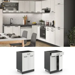 Schubunterschrank 60 cm Anthrazit Küchenschrank Unterschrank Küchenzeile R-Line ^ Vicco Online