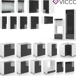 Vicco Schubunterschrank 60 cm Anthrazit Küchenzeile Unterschrank Fame Outlet