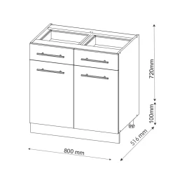 Schubunterschrank 80 cm Küchenschrank Hängeschrank Küchenzeile Fame-Line ^ Vicco