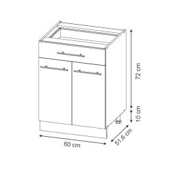 Vicco Schubunterschrank Fame-Line Anthrazit Dunkelblau Hochglanz 60 cm ohne Arbeitsplatte Outlet