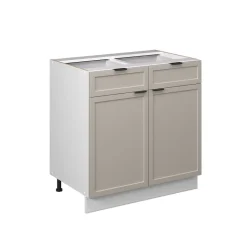 Vicco Schubunterschrank Fame-Line Weiß Grau-Beige gerahmt 80 cm mit Arbeitsplatte Anthrazit