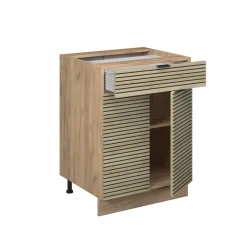 Schubunterschrank Fame-Line Eiche gefräst 60 cm ohne Arbeitsplatte ^ Vicco New