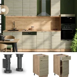 Vicco Schubunterschrank Fame-Line Eiche gefräst 40 cm mit Arbeitsplatte Marmor-Weiß Sale