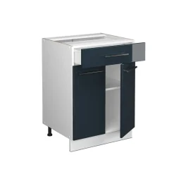 Schubunterschrank Fame-Line Weiß Dunkelblau Hochglanz 60 cm ohne Arbeitsplatte ^ Vicco Clearance