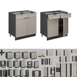 Vicco Schubunterschrank Fame-Line Anthrazit Grau-Beige gerahmt 80 cm ohne Arbeitsplatte Sale