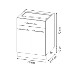 Schubunterschrank Fame-Line Anthrazit Dunkelblau Hochglanz 60 cm mit Arbeitsplatte Eiche ^ Vicco Hot