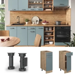 Vicco Schubunterschrank Küchenschrank R-Line Solid Eiche Blau Grau 30 cm modern