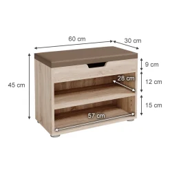 Schuhbank Schuhschrank Schuhablage Sitzbank Klappdeckel 6 Paar Sonoma ^ Vicco Clearance