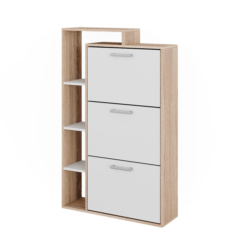 Vicco Schuhkipper Orlando Eiche Weiß 80 x 128,3 cm mit 3 Fächern Discount
