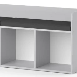 Sitzbank Kinderzimmerbank Kinderregal Luigi Hellgrau 142x53 cm modern Kinderzimmer Regal Aufbewahrungsregal Bücherregal Lesebank Spielzeugaufbewahrung Organizer Regal-Bank-Kombi 4 Fächer ^ Vicco New