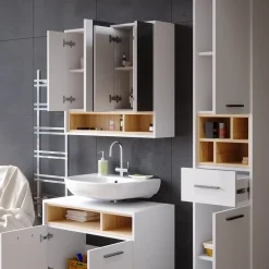 Spiegelschrank Badschrank Badspiegel 80cm Badmöbel Beatrice 3-türig Ablage ^ Vicco