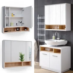 Spiegelschrank Badschrank Badspiegel 80cm Badmöbel Beatrice 3-türig Ablage ^ Vicco