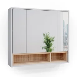 Spiegelschrank Badschrank Badspiegel 80cm Badmöbel Beatrice 3-türig Ablage ^ Vicco