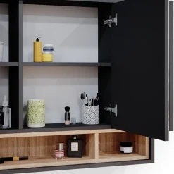 Spiegelschrank Badschrank Badspiegel 80cm Badmöbel Beatrice 3-türig Ablage ^ Vicco Best