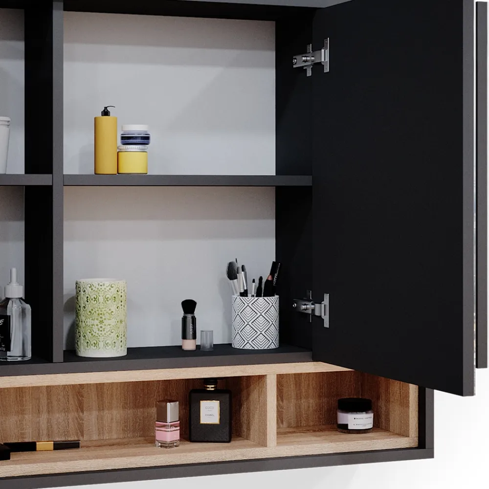 Spiegelschrank Badschrank Badspiegel 80cm Badmöbel Beatrice 3-türig Ablage ^ Vicco Best