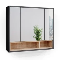 Spiegelschrank Badschrank Badspiegel 80cm Badmöbel Beatrice 3-türig Ablage ^ Vicco Best