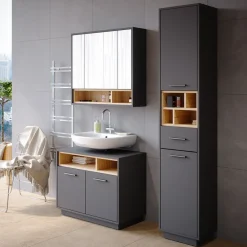 Spiegelschrank Badschrank Badspiegel 80cm Badmöbel Beatrice 3-türig Ablage ^ Vicco Best