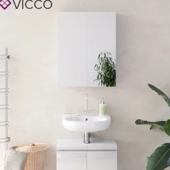 Spiegelschrank FREDDY Weiß Spiegel Badspiegel Wandspiegel Badezimmer ^ Vicco Hot
