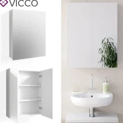Spiegelschrank FREDDY Weiß Spiegel Badspiegel Wandspiegel Badezimmer ^ Vicco Hot