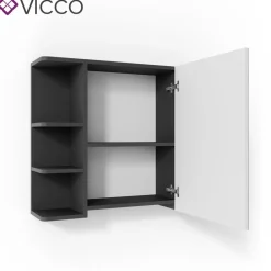Vicco Spiegelschrank FYNN 80 x 64 cm Anthrazit - Badezimmerspiegel Spiegel Hängespiegel Badspiegel Best