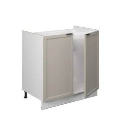 Spülenunterschrank Fame-Line Weiß Grau-Beige gerahmt 80 cm mit Arbeitsplatte Marmor-Weiß ^ Vicco Discount
