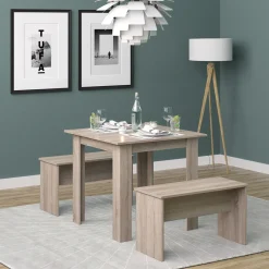 Tischgruppe Sitzgruppe Esszimmer Sentio Esstisch Sitzbank Sonoma 80 cm ^ Vicco Online