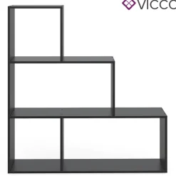 Vicco Treppenregal ASYM Raumteiler Schwarz 4 Fach Bücherregal Standregal Aktenregal Regal Online