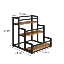 Vicco Treppenregal Fyrk Eiche Schwarz 33 x 34 cm mit 3 Ebenen Outlet